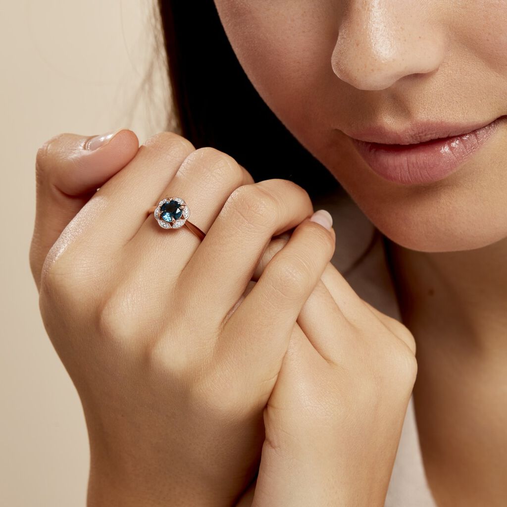 Bague Adryene Or Rose Topaze Et Oxyde De Zirconium