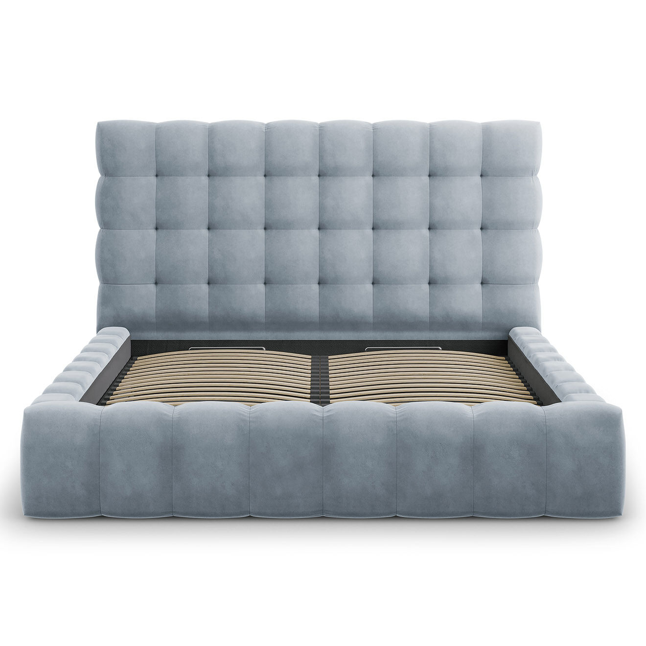 Cosmopolitan Design Lit avec coffre de rangement Bali Velours bleu clair - 180x200 cm