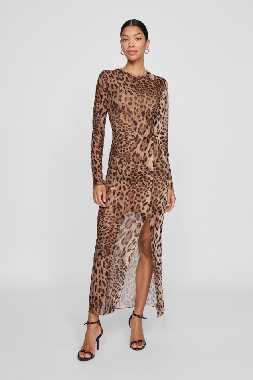 Vila  Vininna L/S Mesh midi kjole - sort