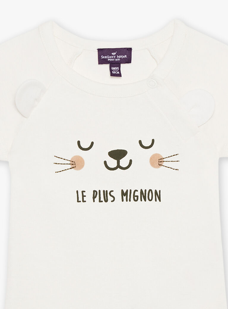 Body écru avec chat et oreilles 3D