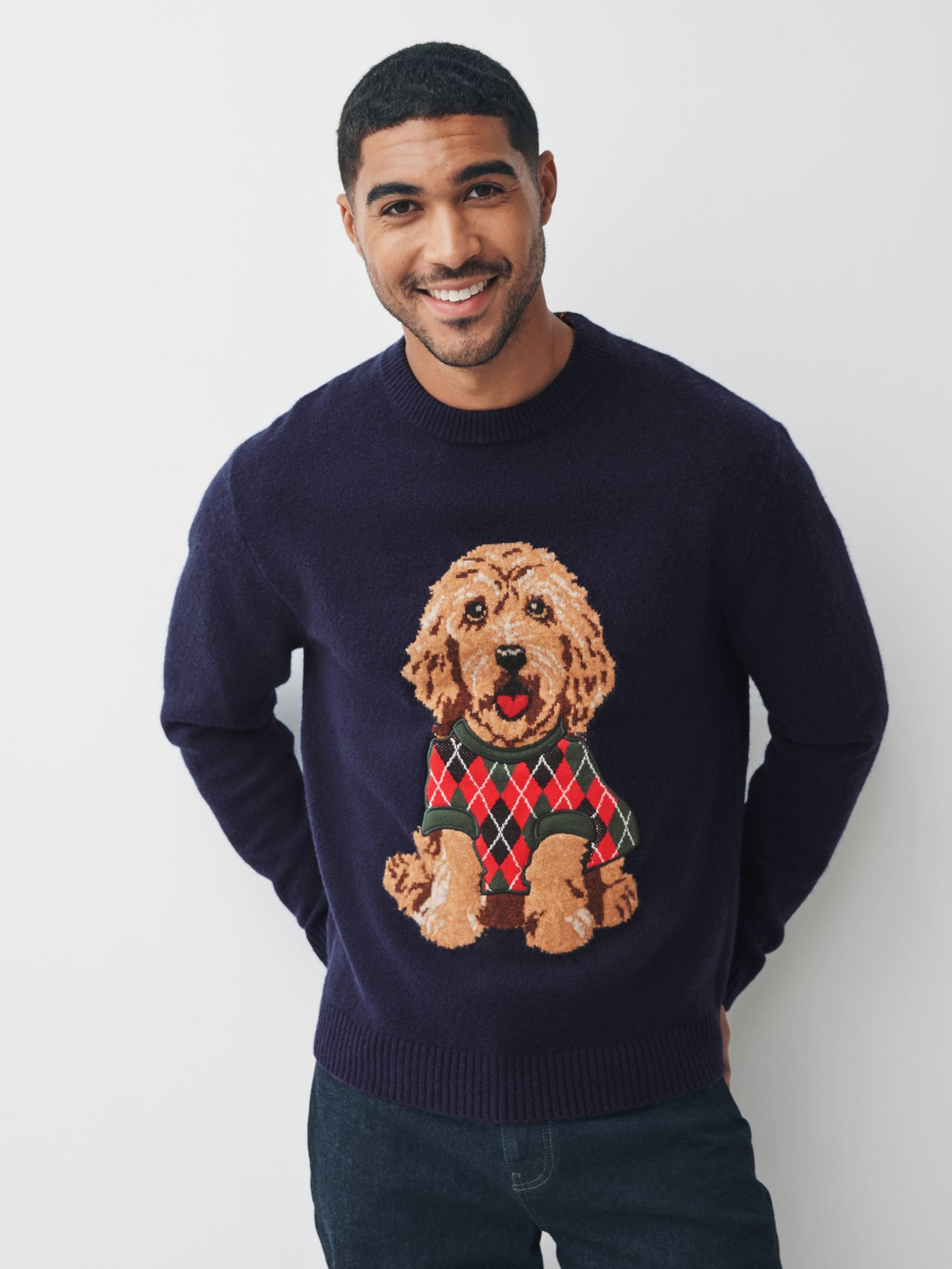 Donkerblauw - Dog Graphic Matching Family Christmas Jumper