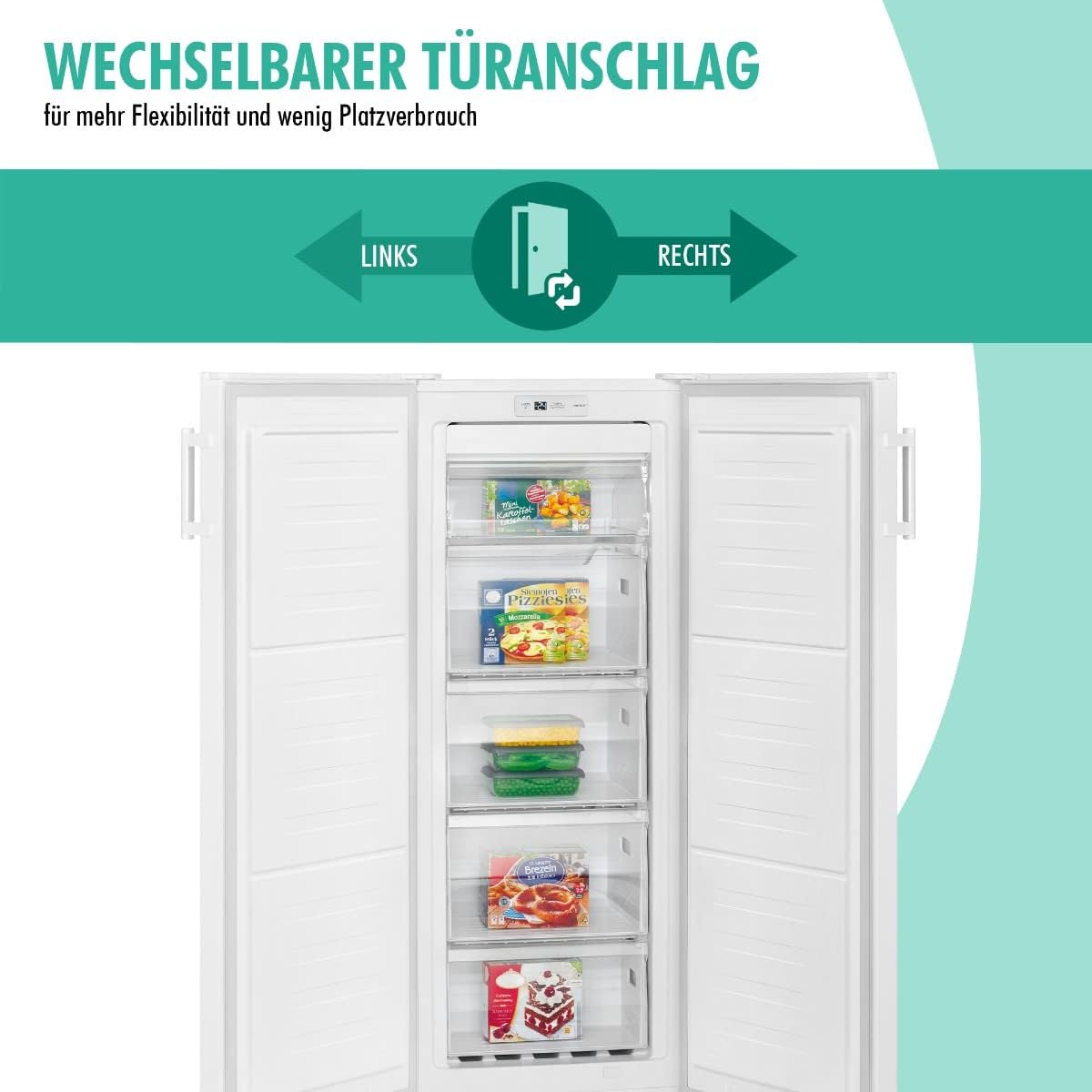 Bomann® Gefrierschrank Nofrost freistehender Tiefkühlschrank 155 Liter Nutzinhalt | No Frost - nie wieder abtauen - Schnellgefrierfunktion u. MultiAirflow-System | Türanschlag wechselbar | GS 7325.1