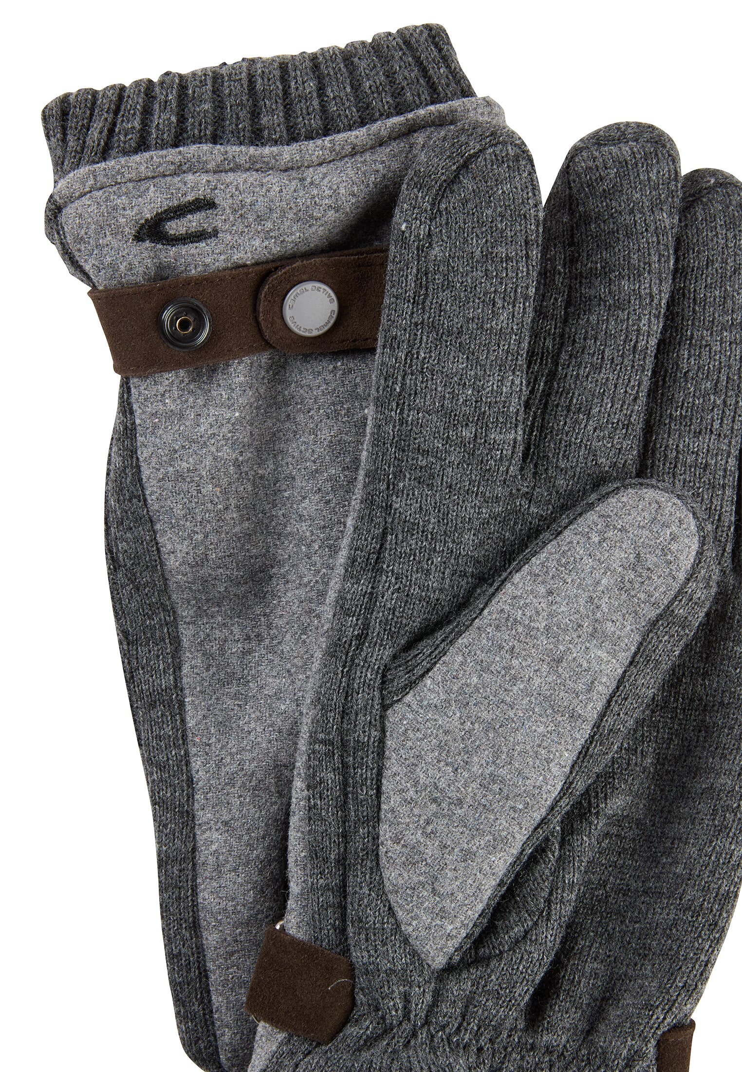 camel active Strickhandschuhe , mit Schnalle und Druckknöpfen, Woll-Anteil