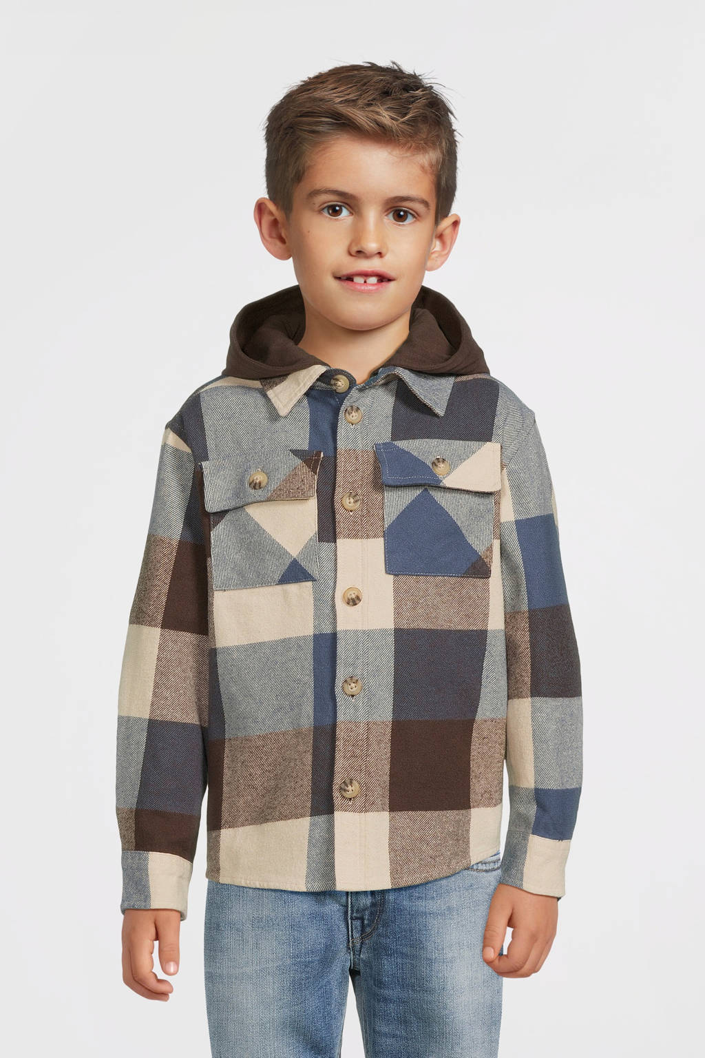 NAME IT overshirt NKMOSOM met capuchon donkerblauw/zwart