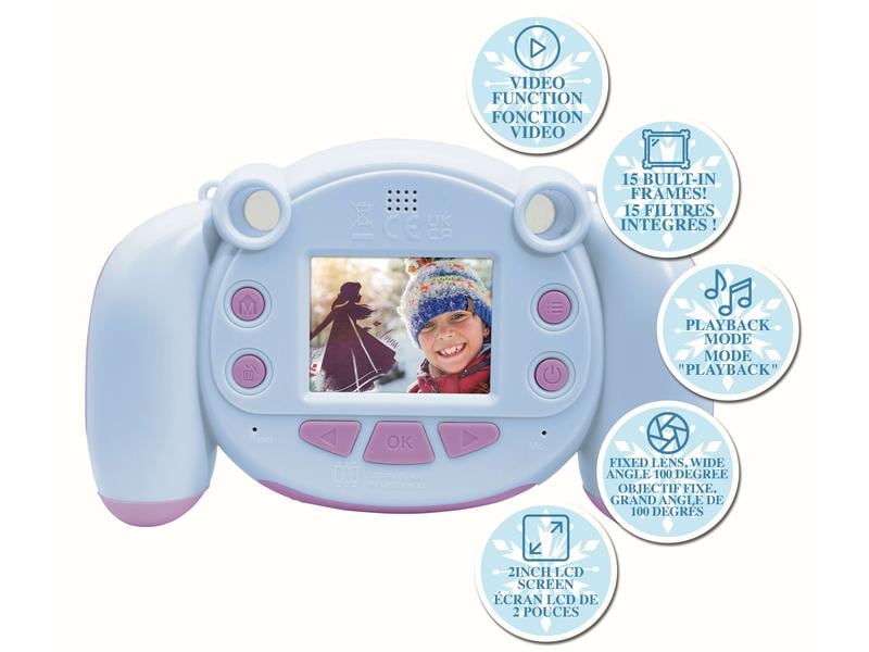 Lexibook Kinderkamera Disney Frozen Blau/Violett Funktionsreiche Kamera für junge Abenteurer und angehende Fotografen