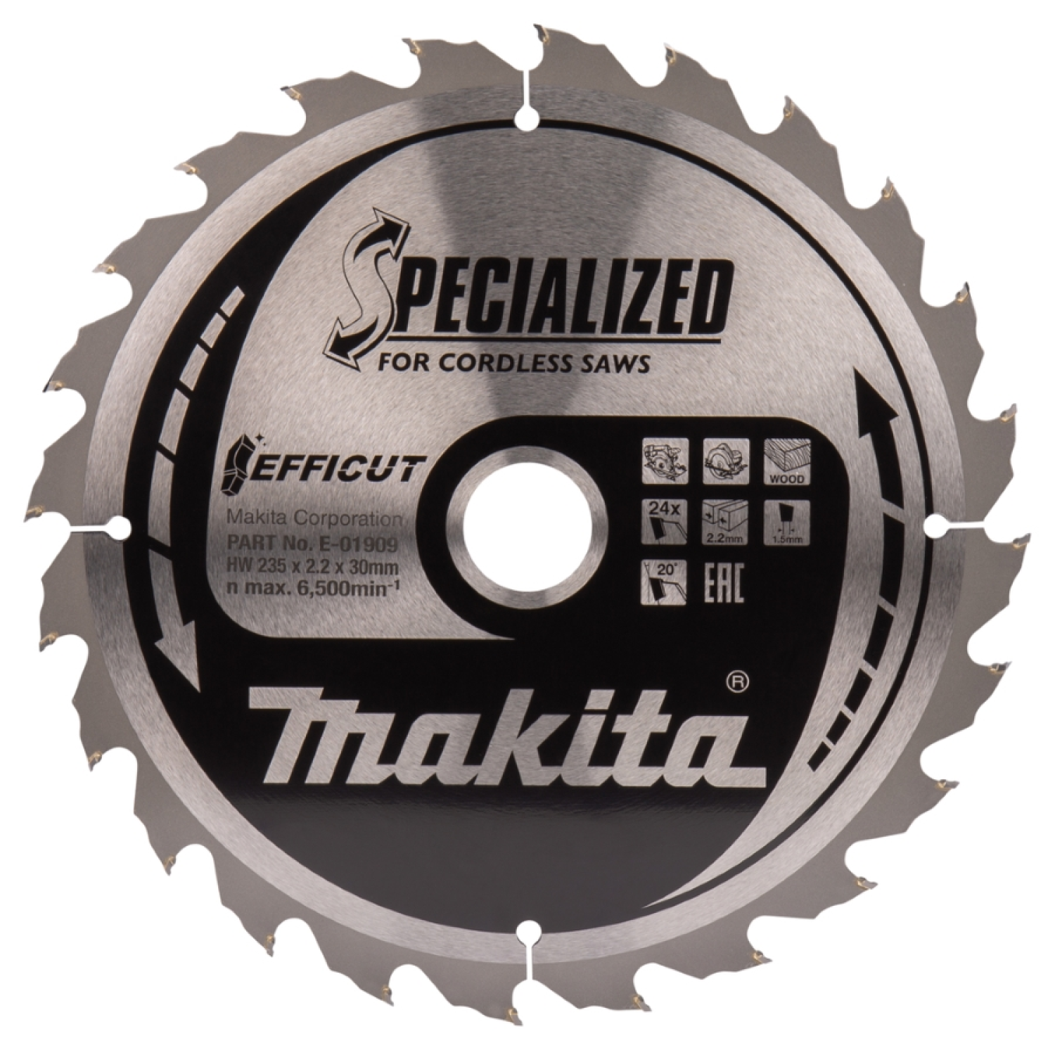 Makita E-01915 Efficut Cirkelzaagblad Hout - 235x30x2,2mm 24T