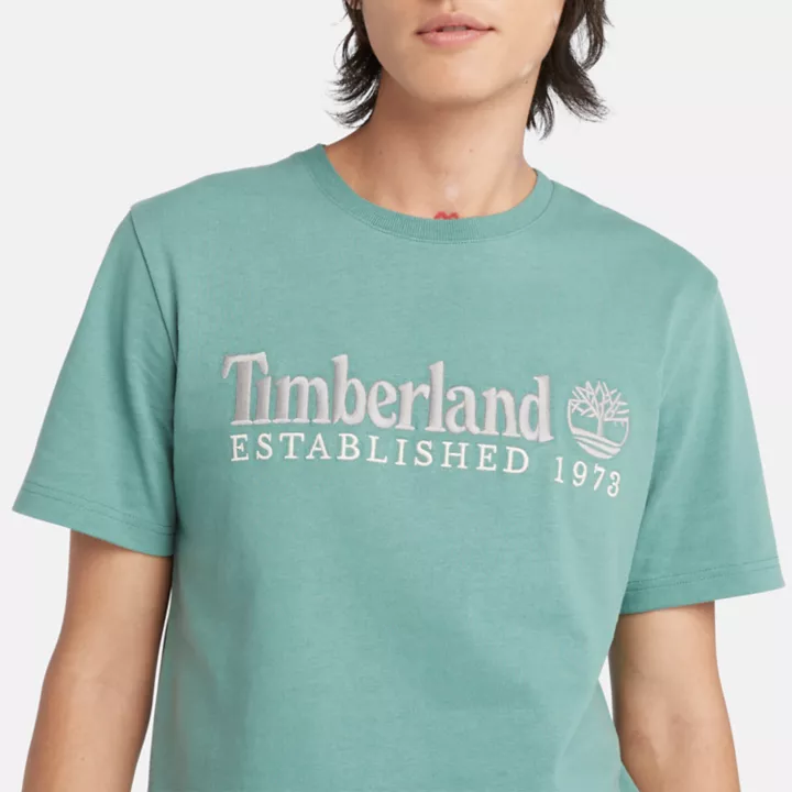T-shirt à manches courtes et logo pour homme en bleu sarcelle