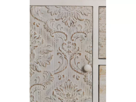 Commode plaquée en sapin blanc avec 7 tiroirs