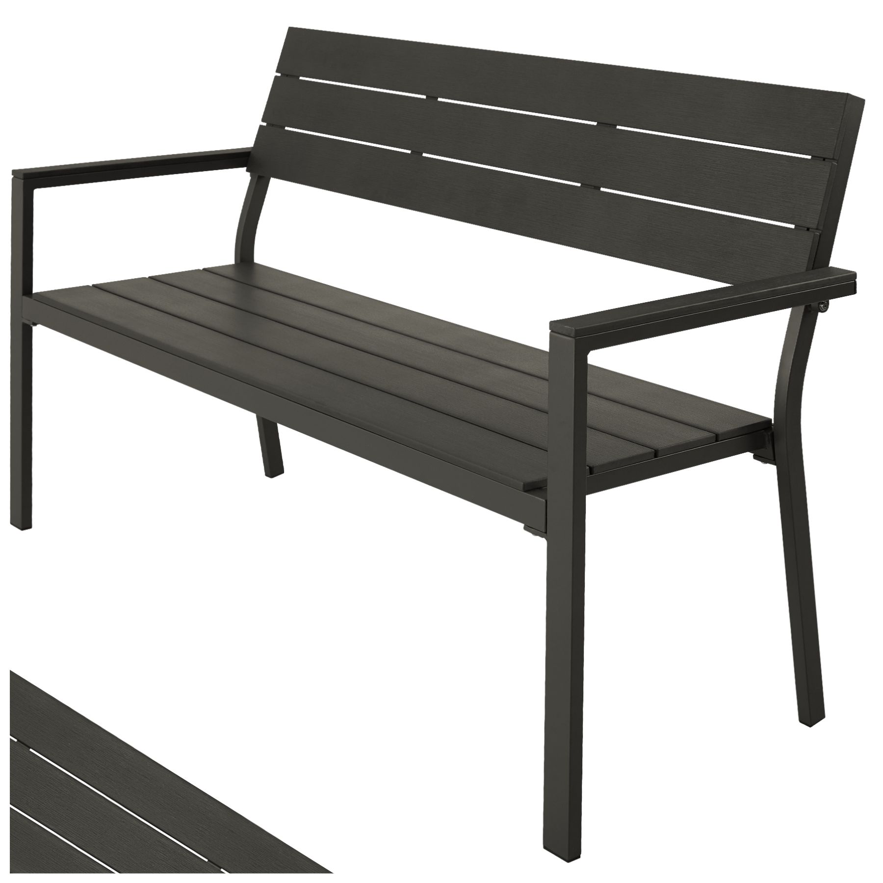 tectake® Gartenbank, 2-Sitzer, wetterfest, 128 x 59 x 88 cm