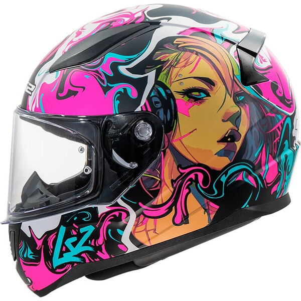 LS2 - Casque FF353 Rapid II Cyberg Rose / Noir / Blanc / Turquoise / Mat