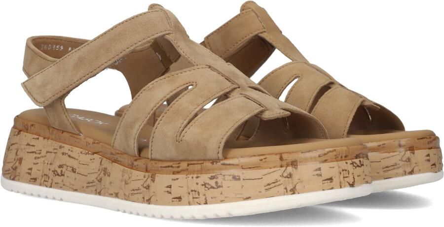 Gabor Dames Sandalen met hak 742 Beige Suède Plateauzool