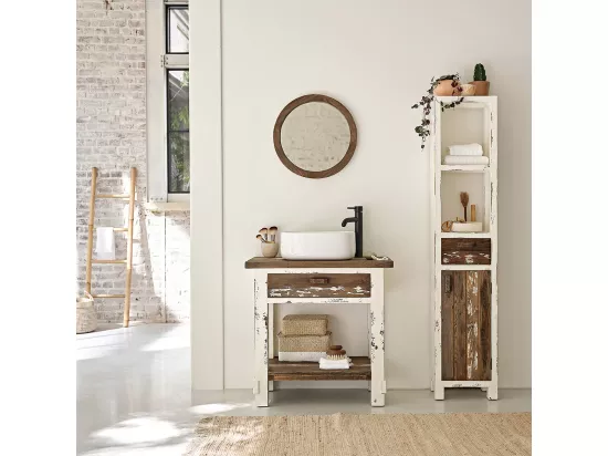 Meuble de salle de bain en bois recyclé 80 cm