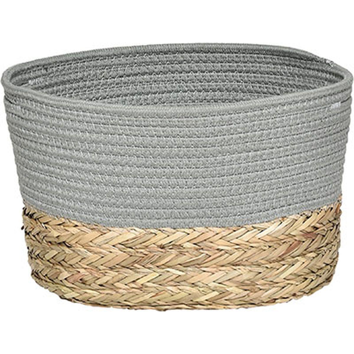 GRANDE CORBEILLE OVALE COTON MATIERE VEGETALE KAKI NATUREL