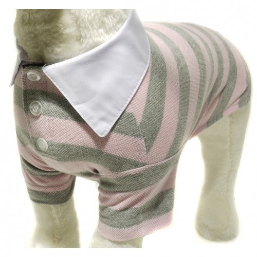 Camisa de rugby rosa/cinza para cães