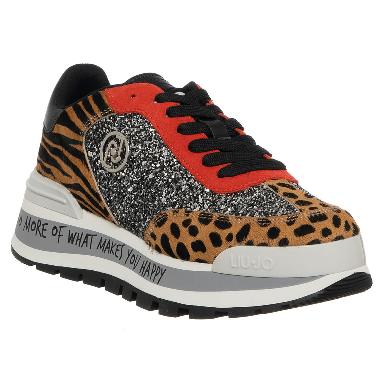 Liu-Jo Sneakers en Cuir Solène leopard/argenté/rouge
