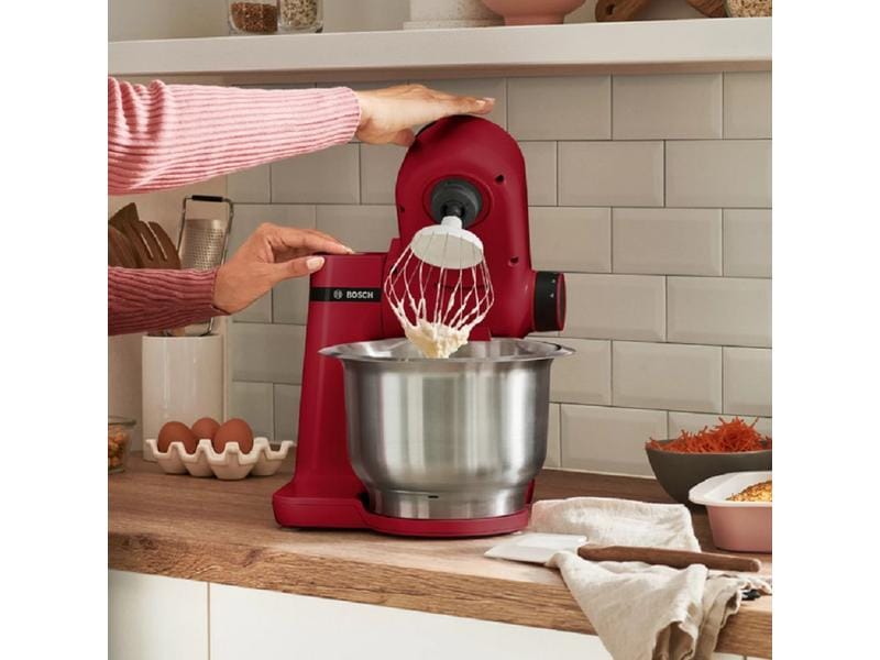 Bosch Küchenmaschine MUMS2ER01 Rot Küchengerät für schnelle Back- und Kochergebnisse