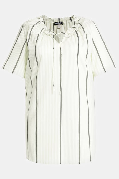 Bluse, Streifen, A-Linie, Stehkragen, Halbarm