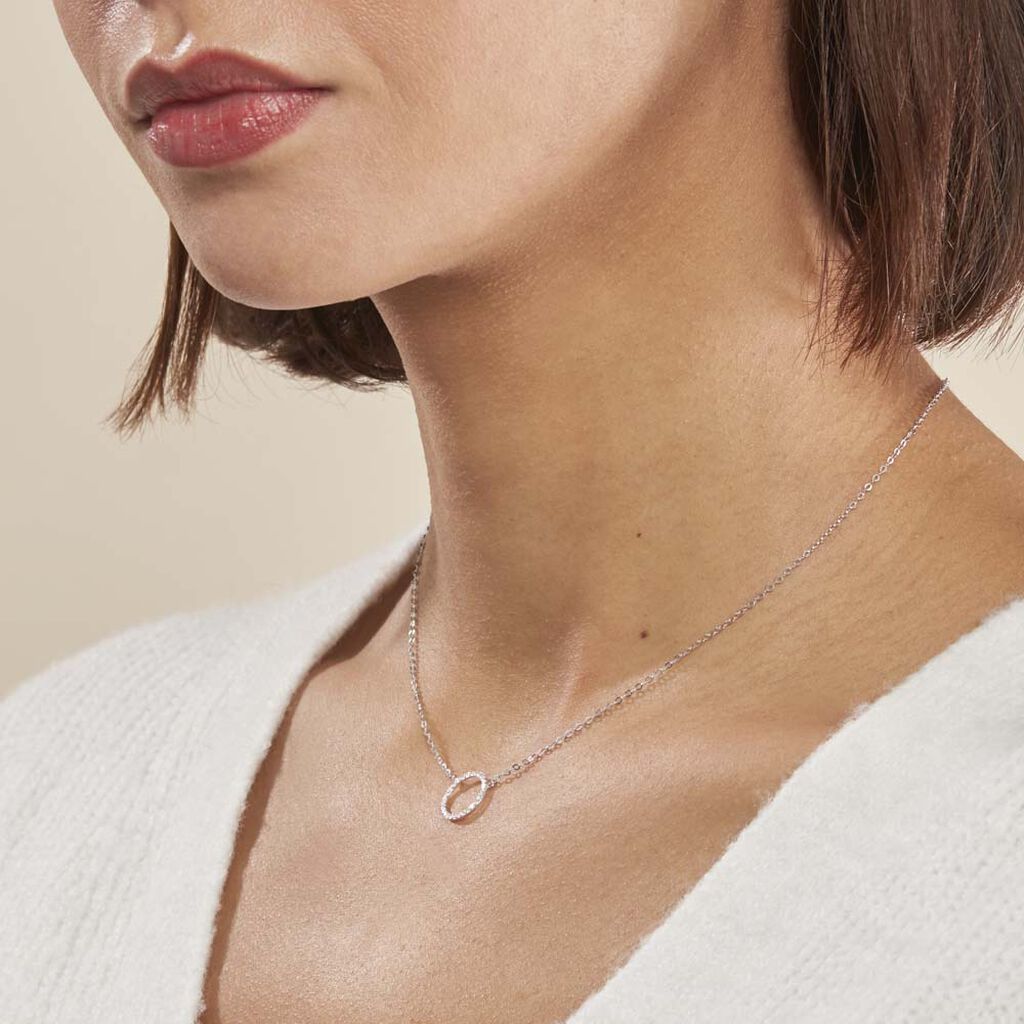 Collier Stip Or Blanc Oxyde De Zirconium