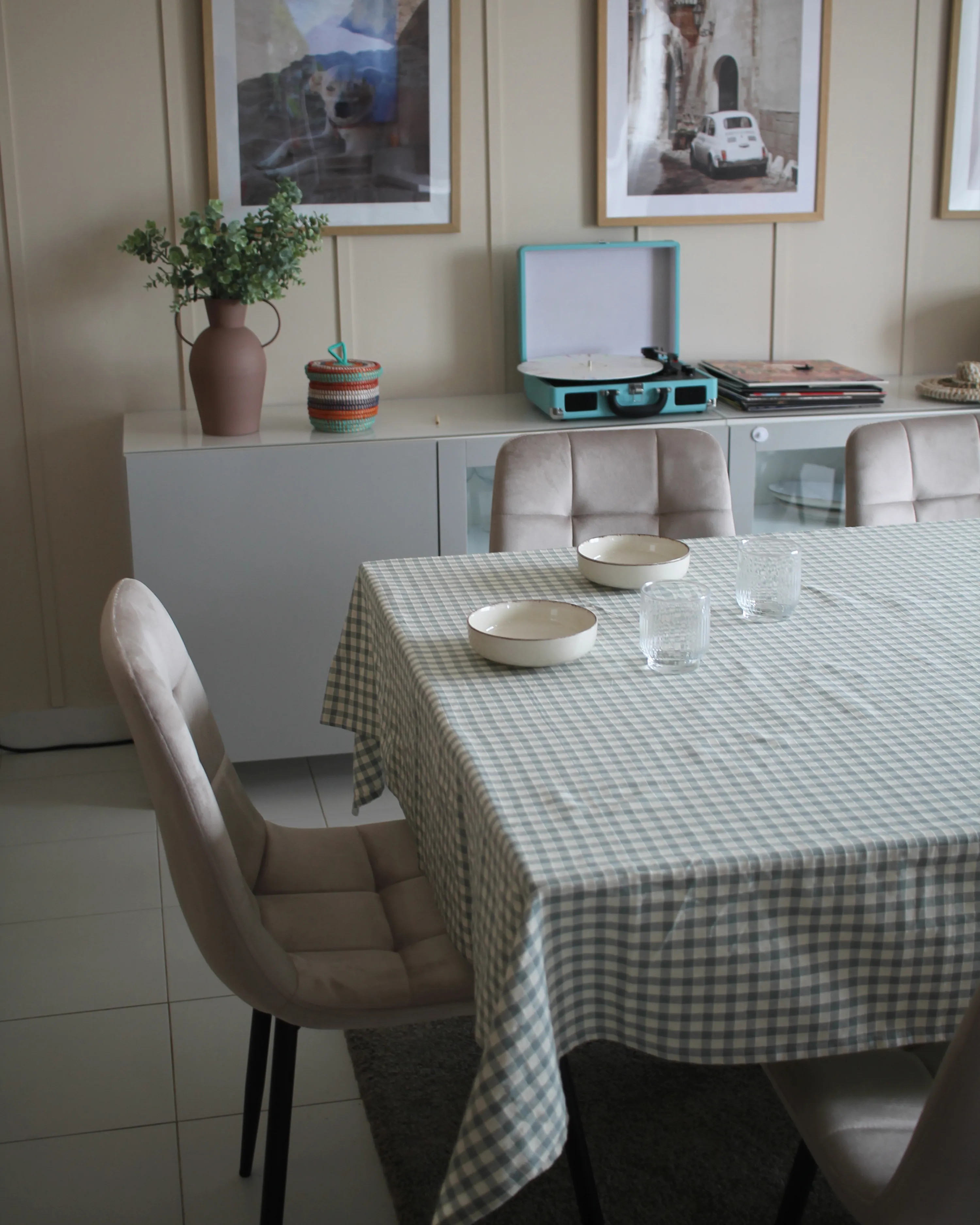 Set van 4 eetkamerstoelen POWELL Fluweel Beige
