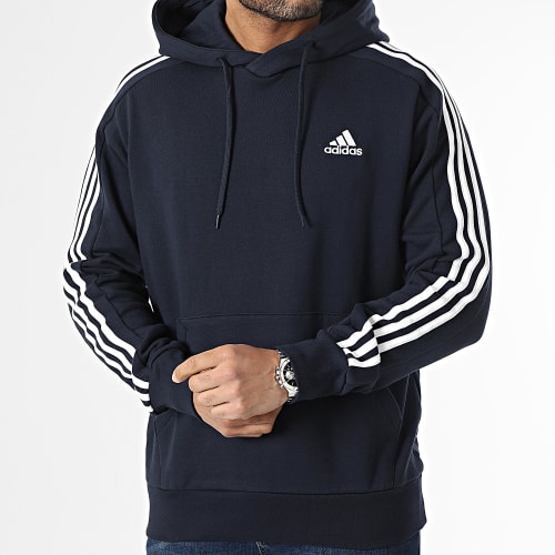 Sweat Capuche A Bandes 3 Stripes IC0436 Bleu Marine