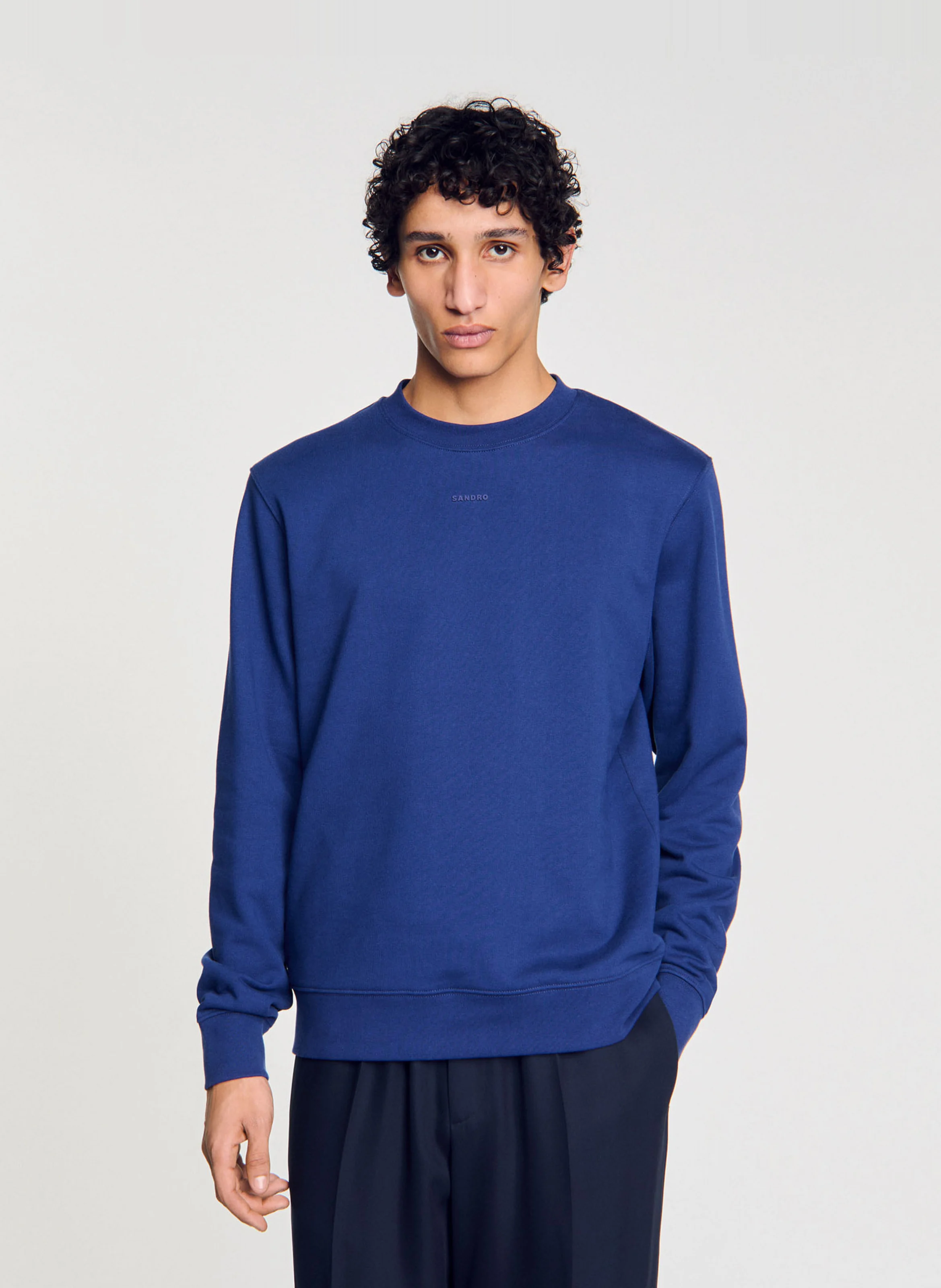 Sweat brodé en coton | Bleu