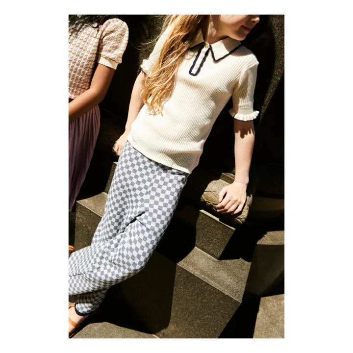 FUB Polo Maille Extra Fine Côtelé Coton Bio | Ecru