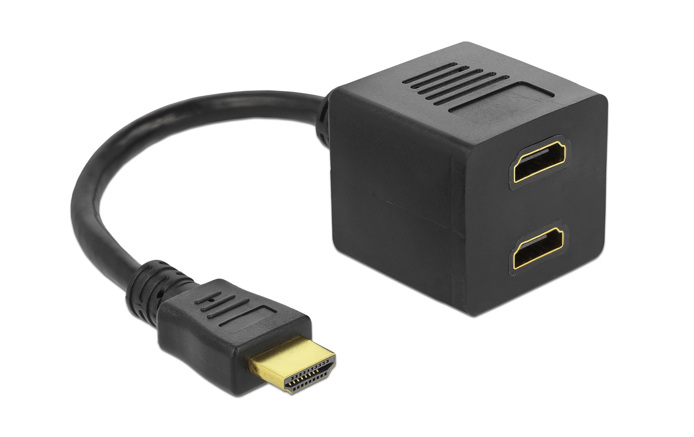 2-Port Signalsplitter HDMI – HDMIDelock Adapter HDMI Stecker zu 2 x HDMI Buchse