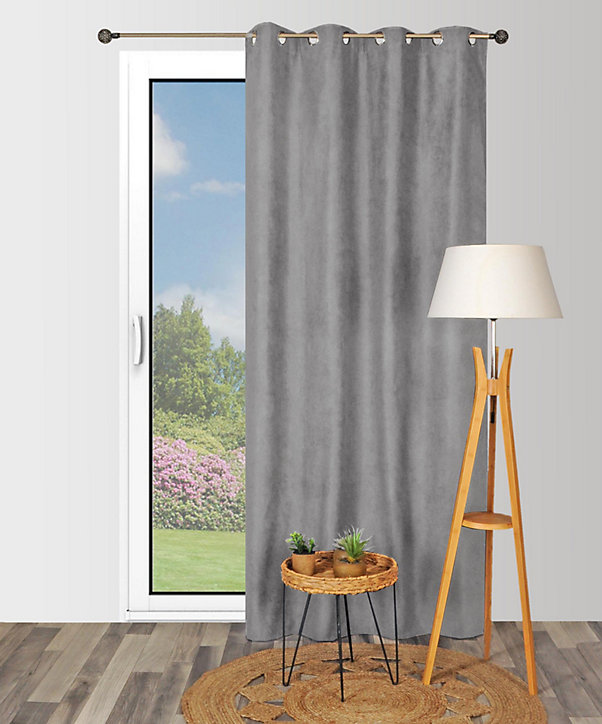 Rideau thermique suède l.140 x H.240 cm gris