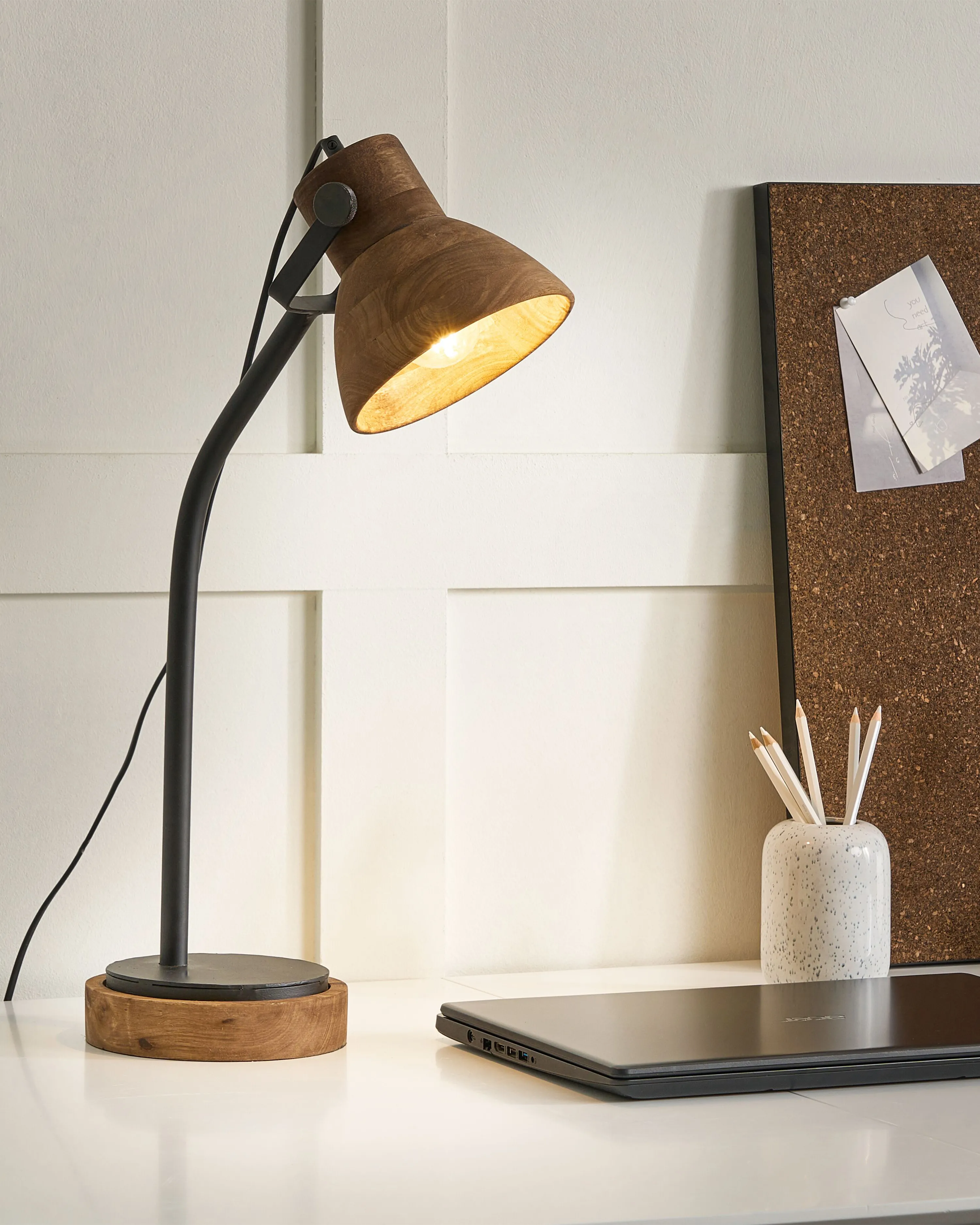 Bureaulamp KOLAR Mangohout Donkerbruin