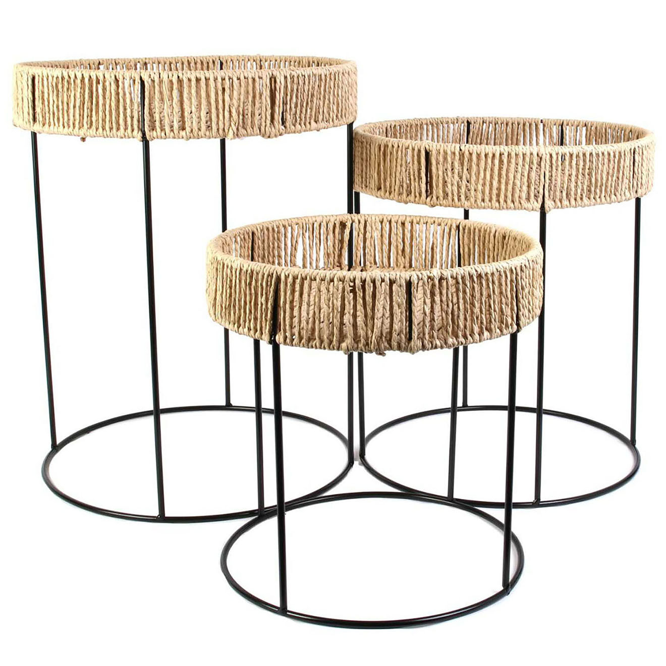 Home Deco Factory 3 Tables Gigognes beige/noir - 112x52x40 cm