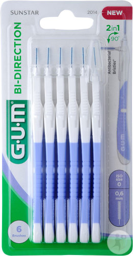 Gum Bi-Direction Brossettes Interdentaires 0,6mm 6 Pièces
