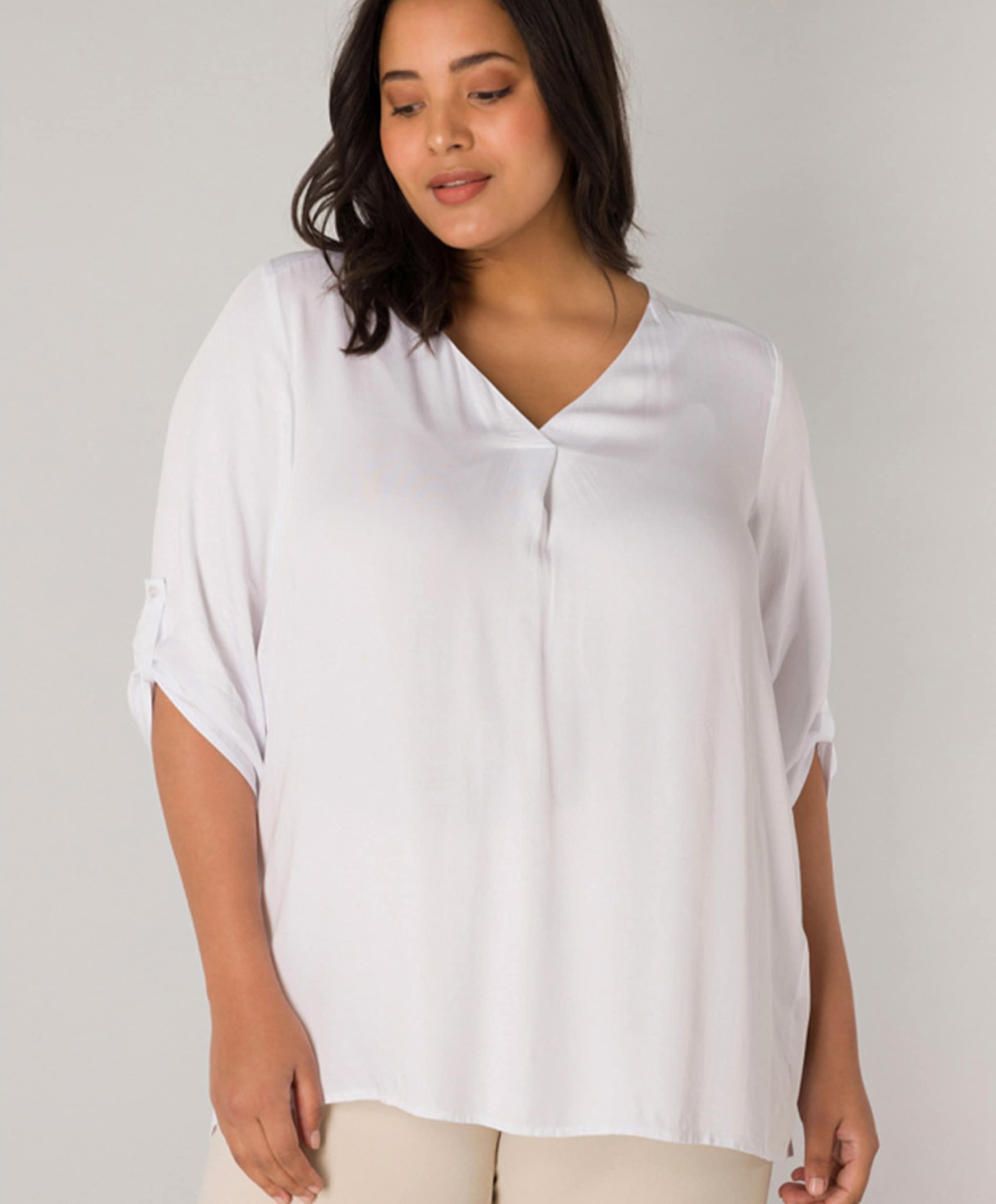 Base Level Curvy Dames blouse wit