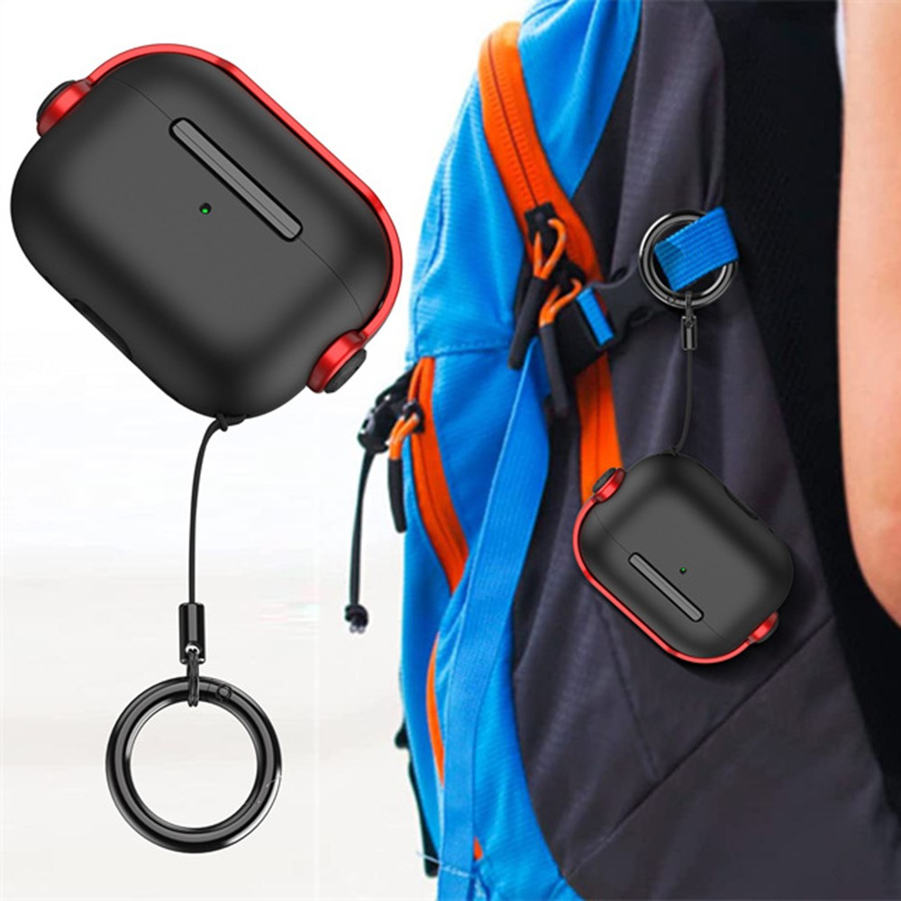 AirPods Pro 2 / AirPods Pro Hybrid Gummi Case Schutzhülle mit Karabinerhaken Kopfhörer Design - Schwarz / Grün