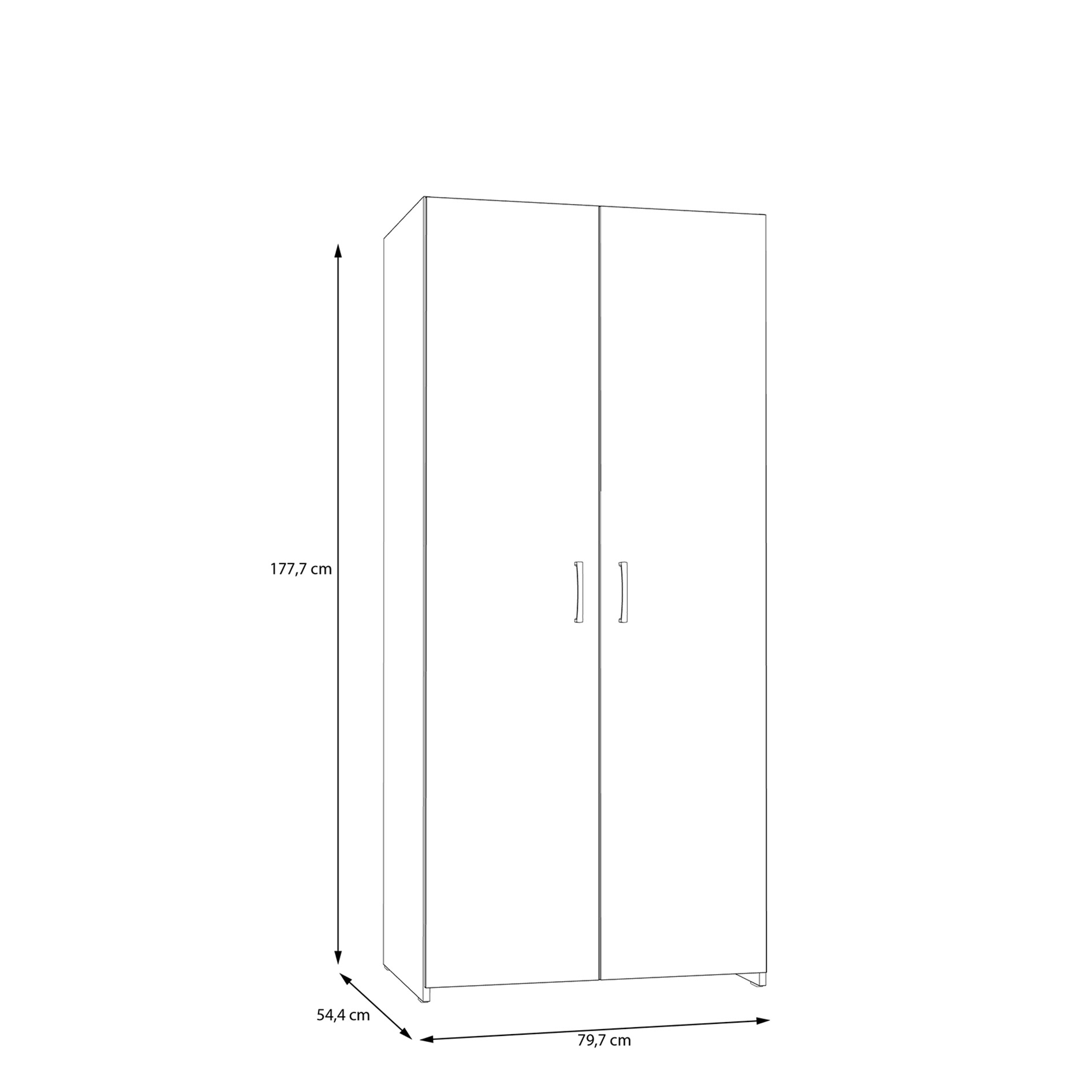 Drehtürenschrank - weiß - 2 Türen - 79,7 cm