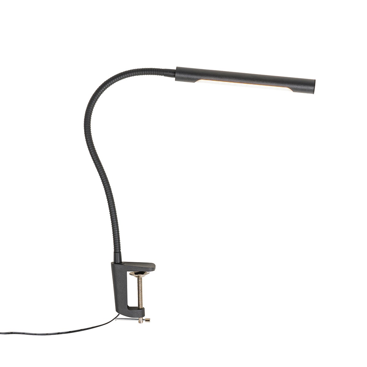 Zwarte klem-bureaulamp inclusief LED met touchdimmer - Lionard