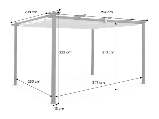 Pergola aluminium - Isla 3x4m - Toile écru- Tonnelle idéale pour votre terrasse. toit rétractable. toile coulissante. structure aluminium