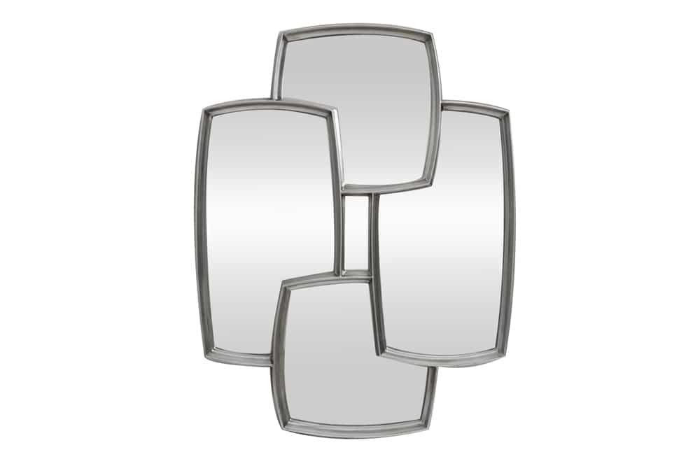 Moderner Wandspiegel QUADRA 90cm silber variabel aufhängbar vier Spiegel