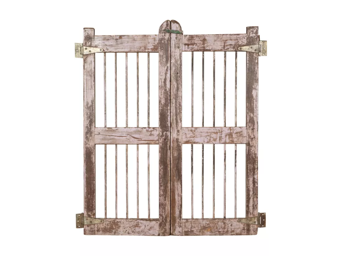 BISCOTTINI Portail - Bois Massif et Fer Finition Antique - Clôture en Fer - Portail en Métal - Porte Décorative - Portail d'Entrée - Clôture en Bois - Intérieur et Extérieur - 91x6x113cm