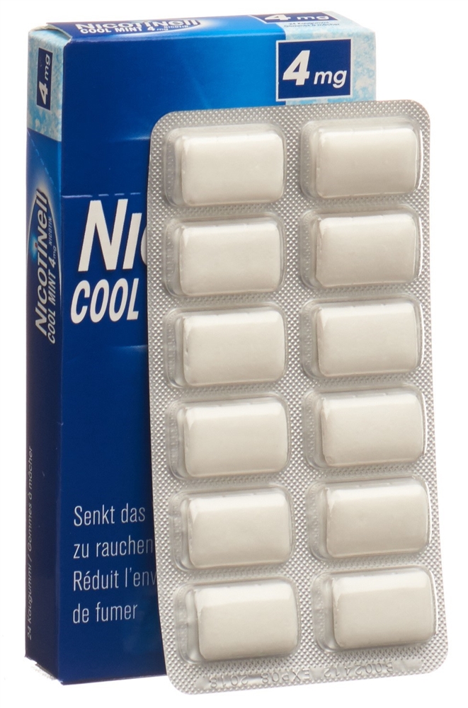 NICOTINELL Gum 4 mg<br>24 Stück, Blister, Wirkstoffhaltiger Kaugummi, cool mint