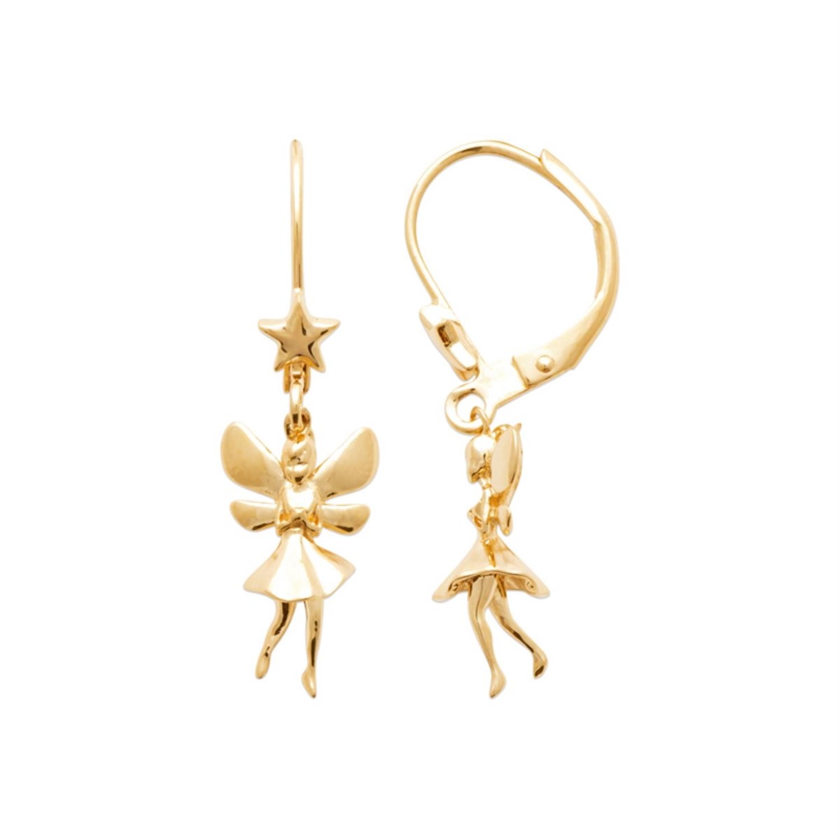 Boucles d'oreilles fée étoile dormeuses Plaqué OR 750 3 microns