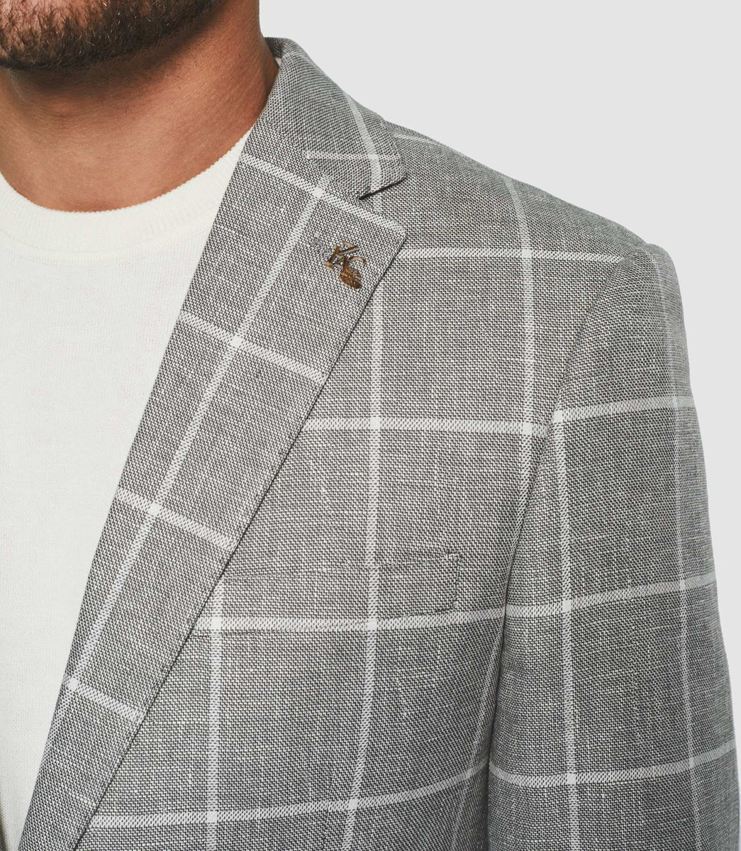 Veste casual à carreaux kaki 
