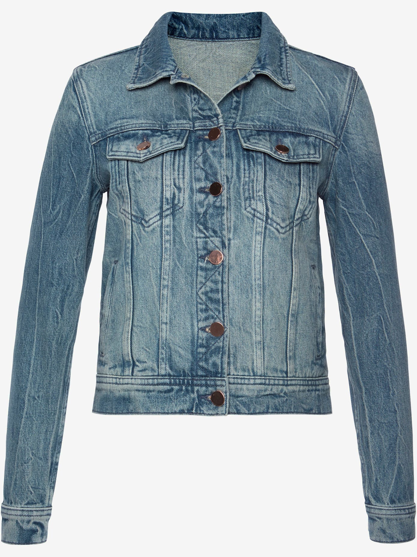 Veste en jean boutons couleur or rose