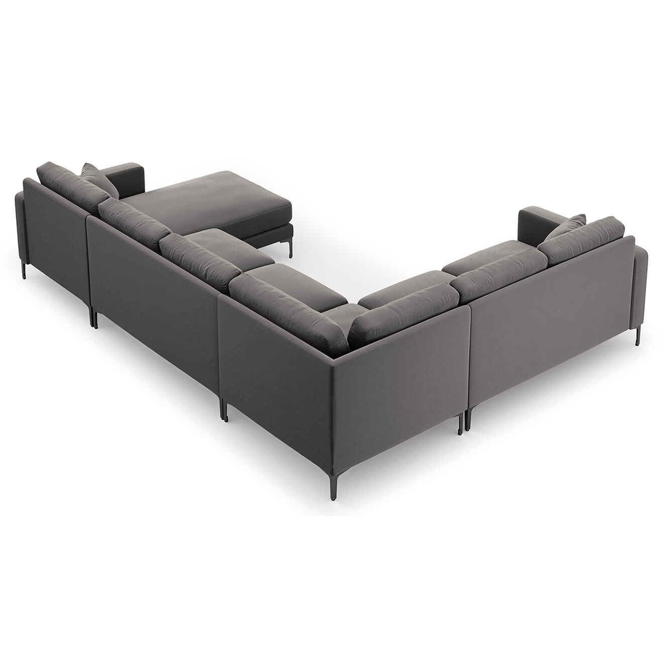 Mazzini Sofas Canapé Panoramique gauche Velours Venus 6 Places gris - 326x236x90 cm