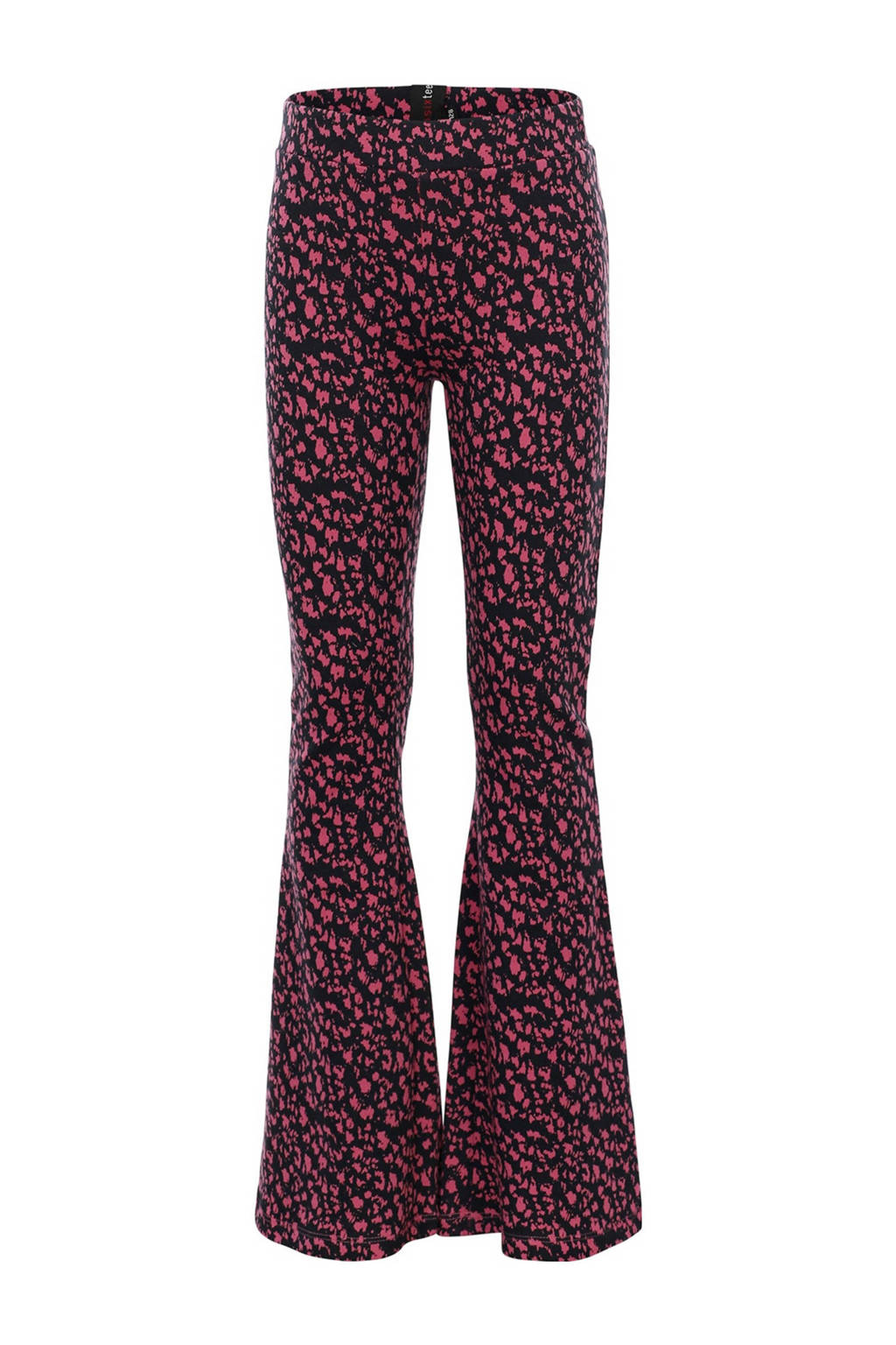 LOOXS flared broek met all over print roze/zwart