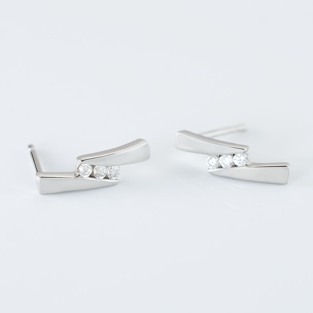 Boucles D'oreilles Puces Galya Or Blanc Diamant