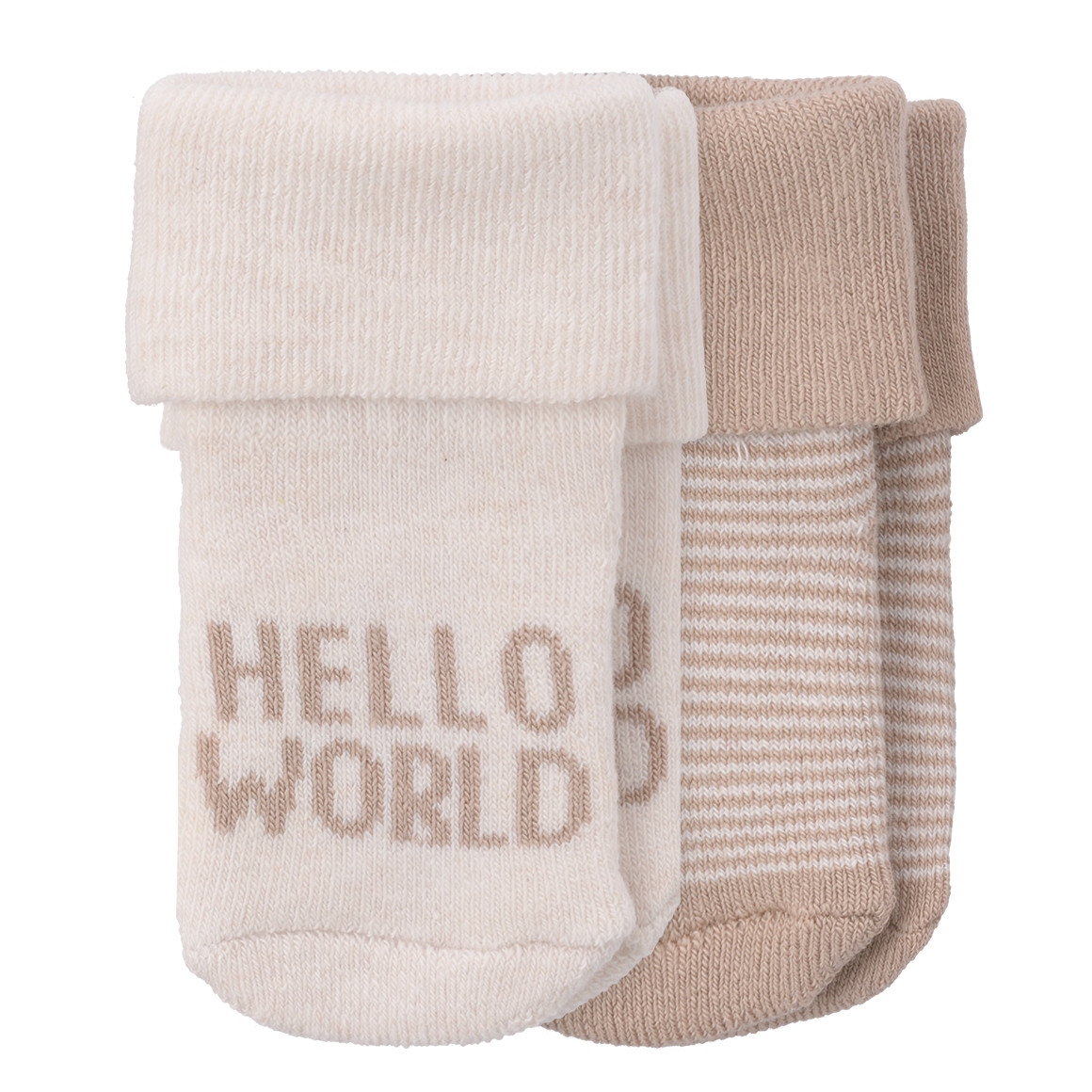 Topomini 2 Paar Newborn Socken im Set hellbraun / creme