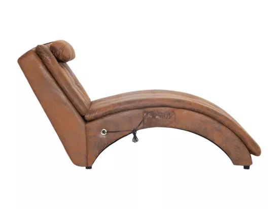 Prolenta Premium - Chaise longue de massage avec oreiller Marron Similicuir daim