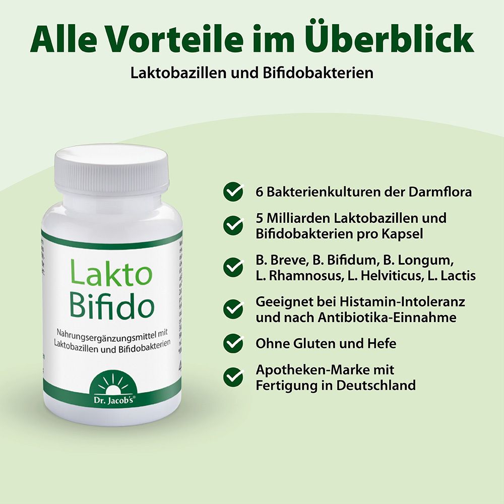 Dr. Jacob's LaktoBifido Darmflora-Kapseln mit Milchsäurebakterien