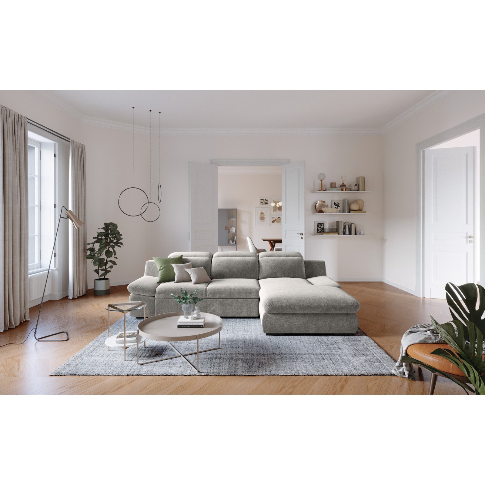 Ecksofa Lorena Stoff, Recamière rechts