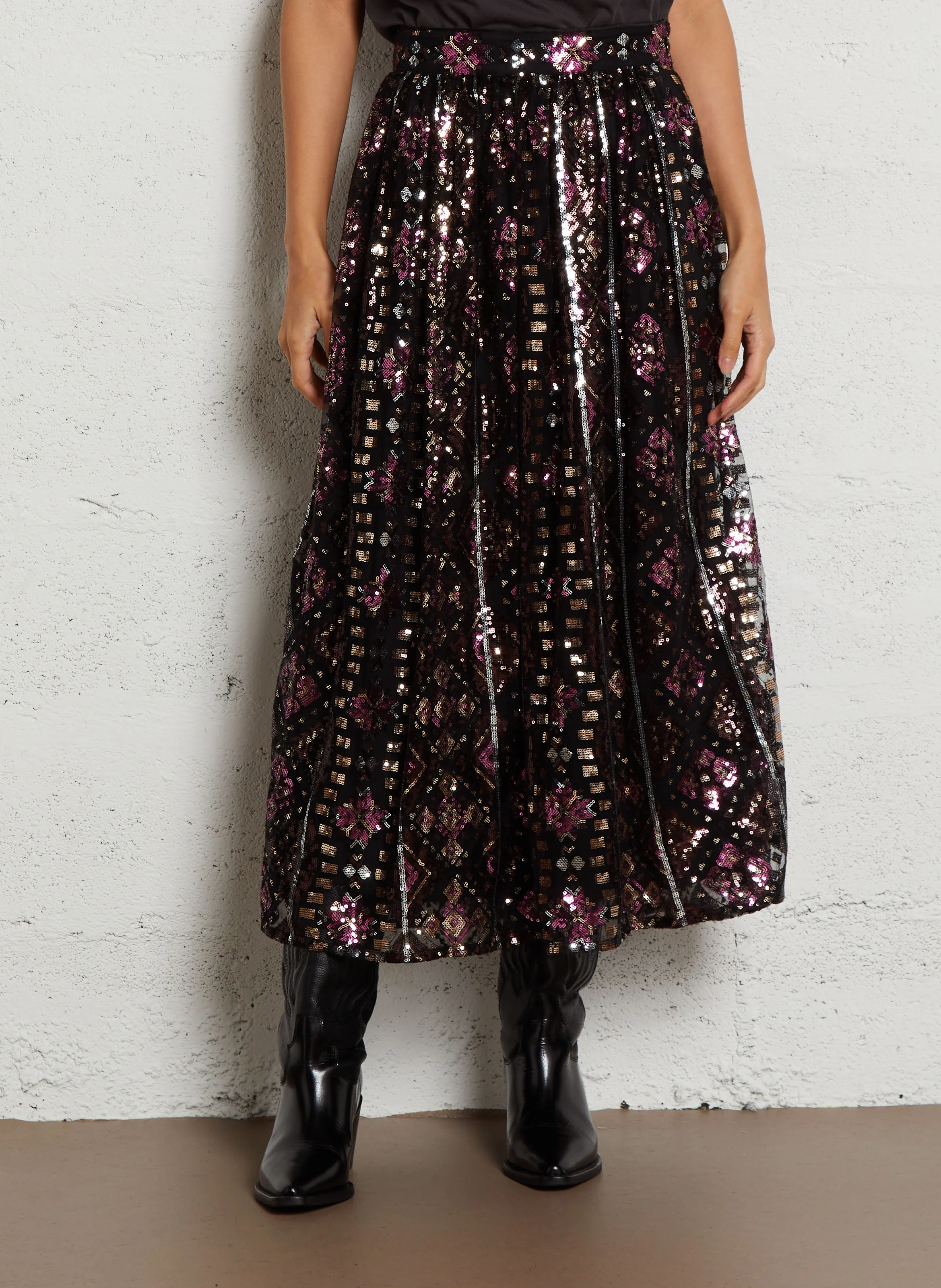 PIPPA - Jupe midi à sequins | Noir